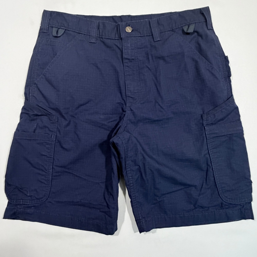 Carhartt Cargo Shorts Men's 36 Navy Blue Relaxed Fit Ripstop Workwear 103645-NVY